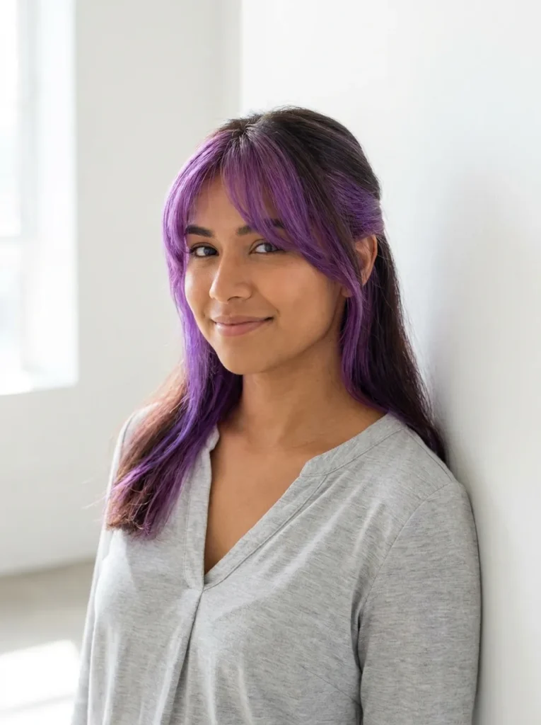 Purple Face Framing Bangs