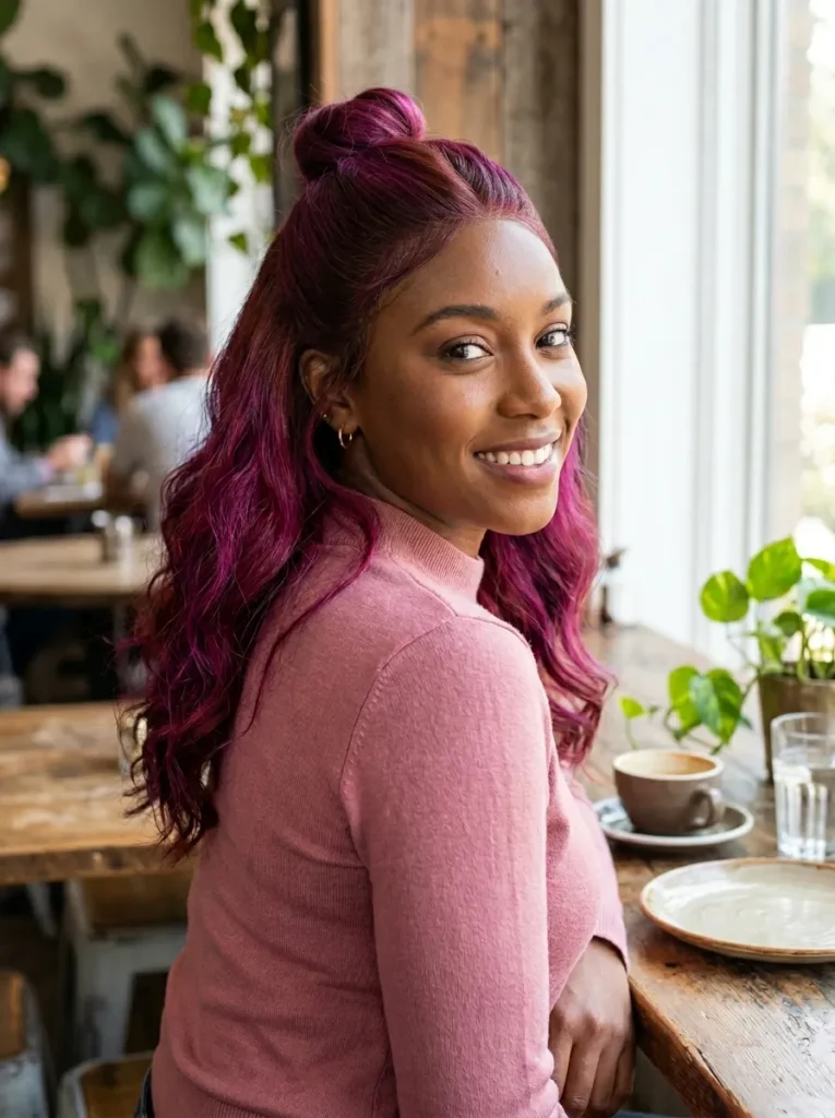 Purple Half-Up Style