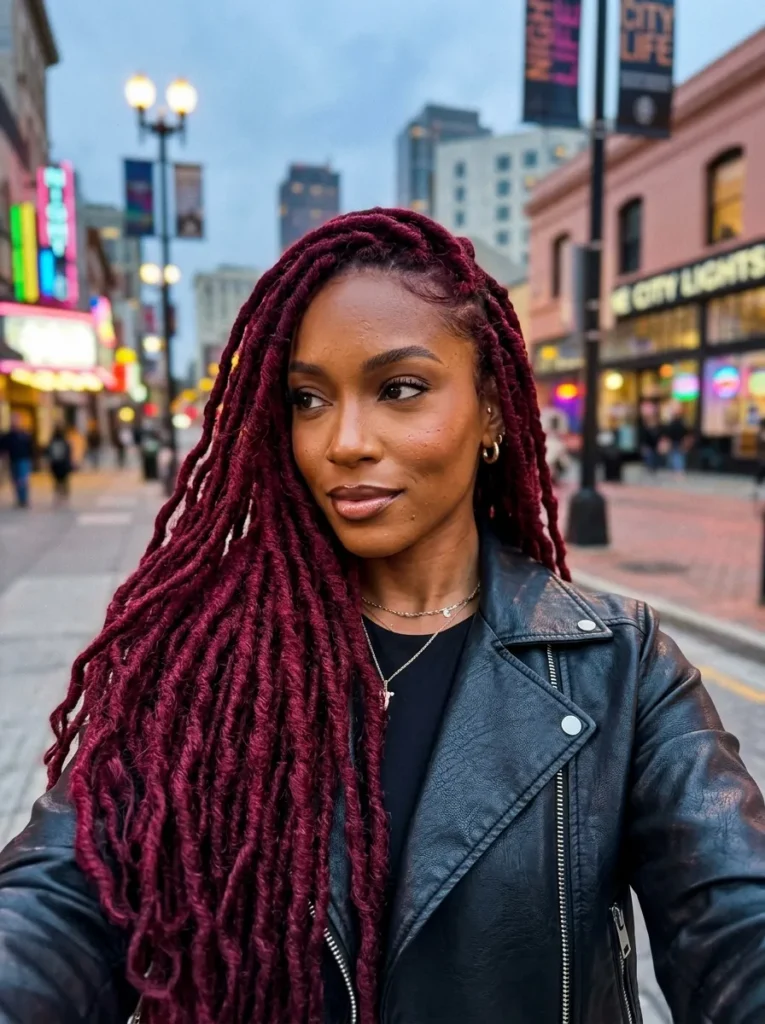 Rich Burgundy Long Locs