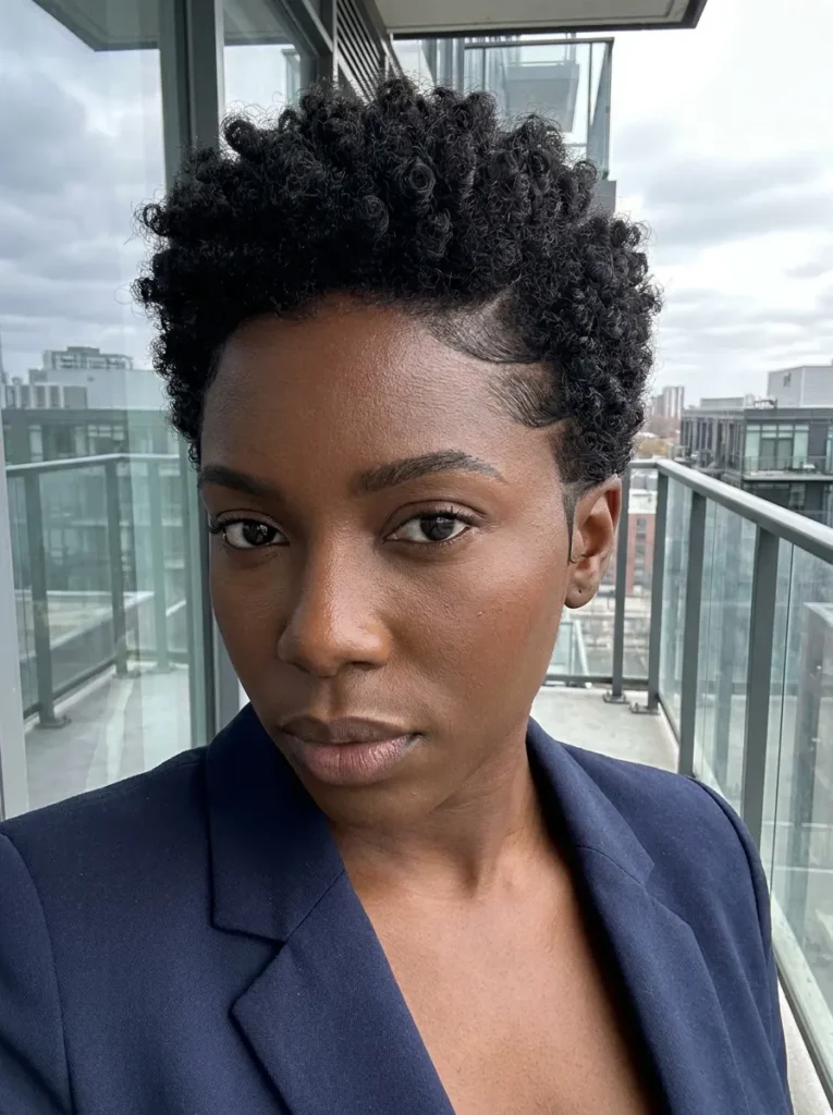 Shaped Geometric Curly Pixie