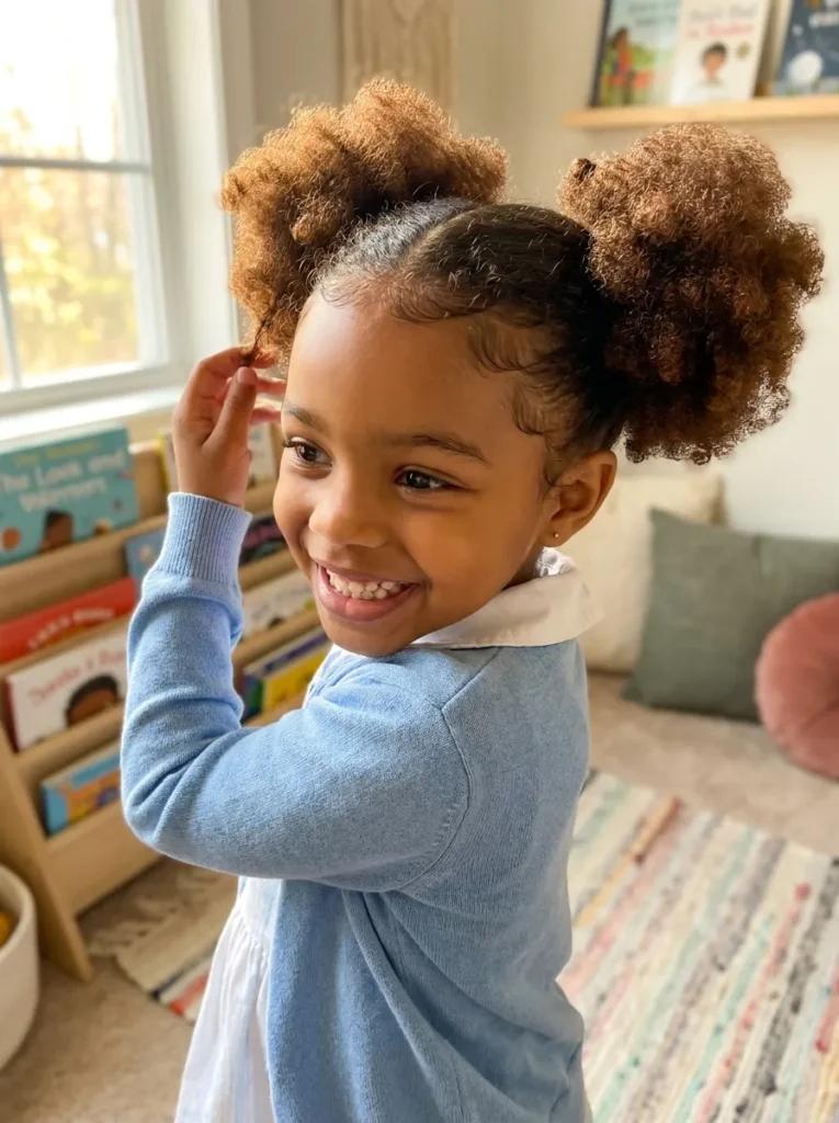 Side Part Afro Puffs