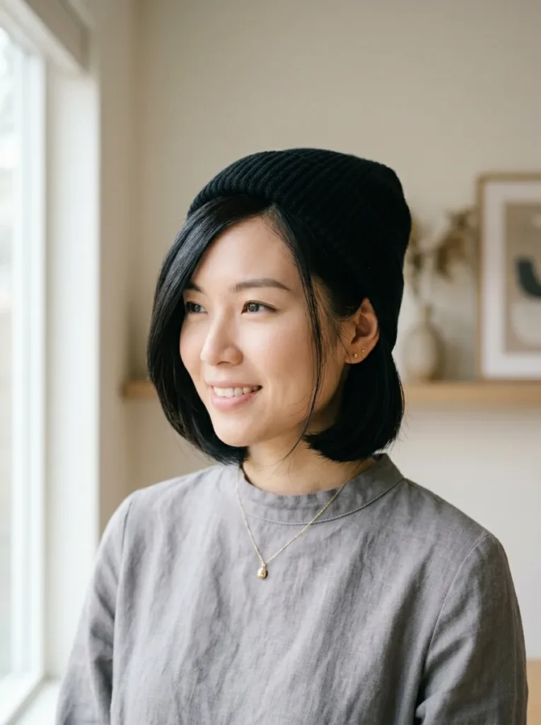 Side Part Beanie Style