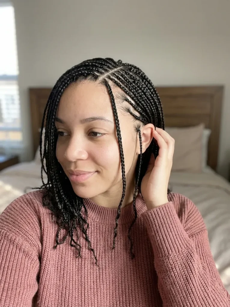 Side-Part Micro Braids