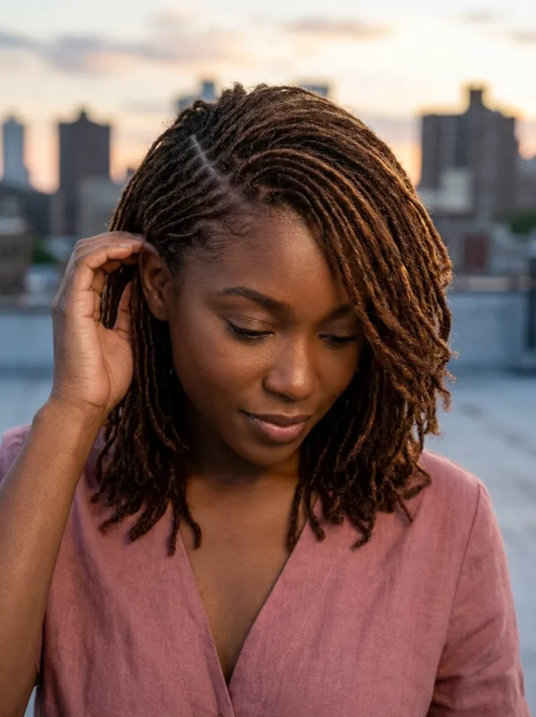 Side Part Micro Locs