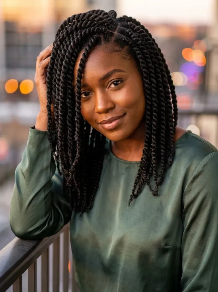 Side-Part Twist Braids
