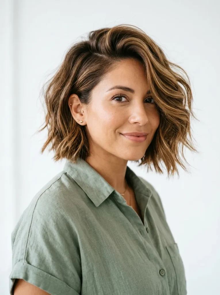Side Parted Textured Bob