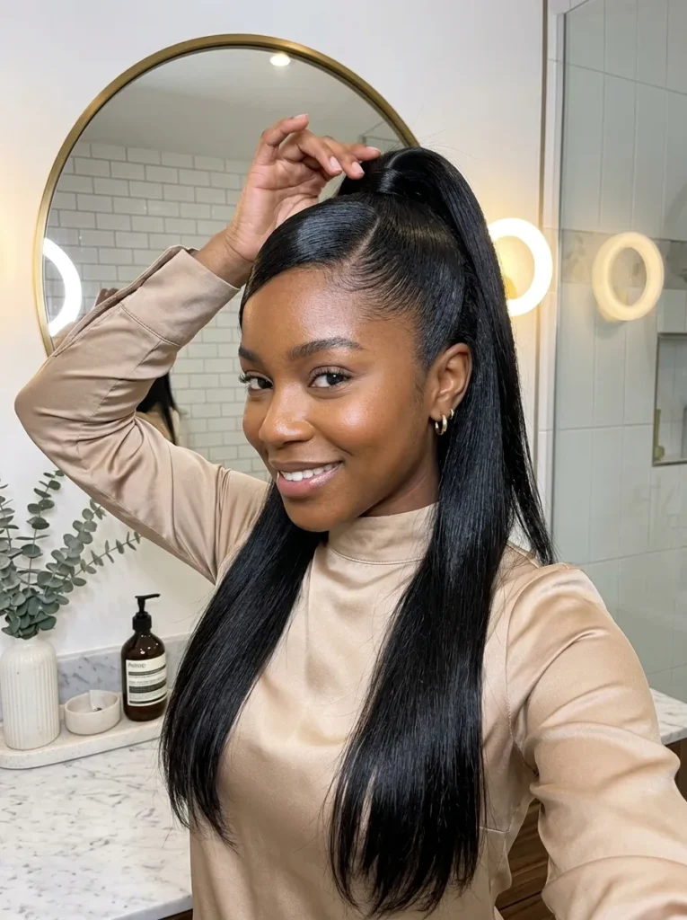 Sleek Ponytail Half Up