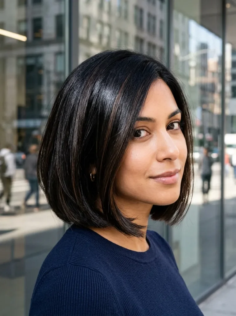 Soft Black Dimensional Bob