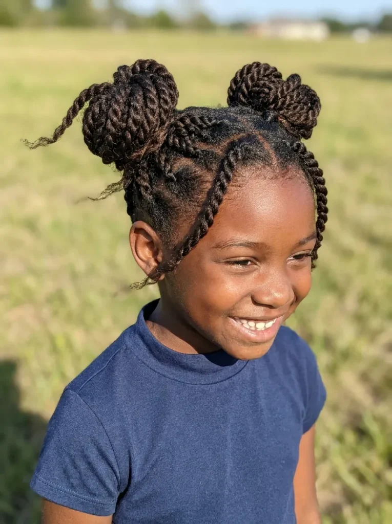 Space Bun Two Strand Twists