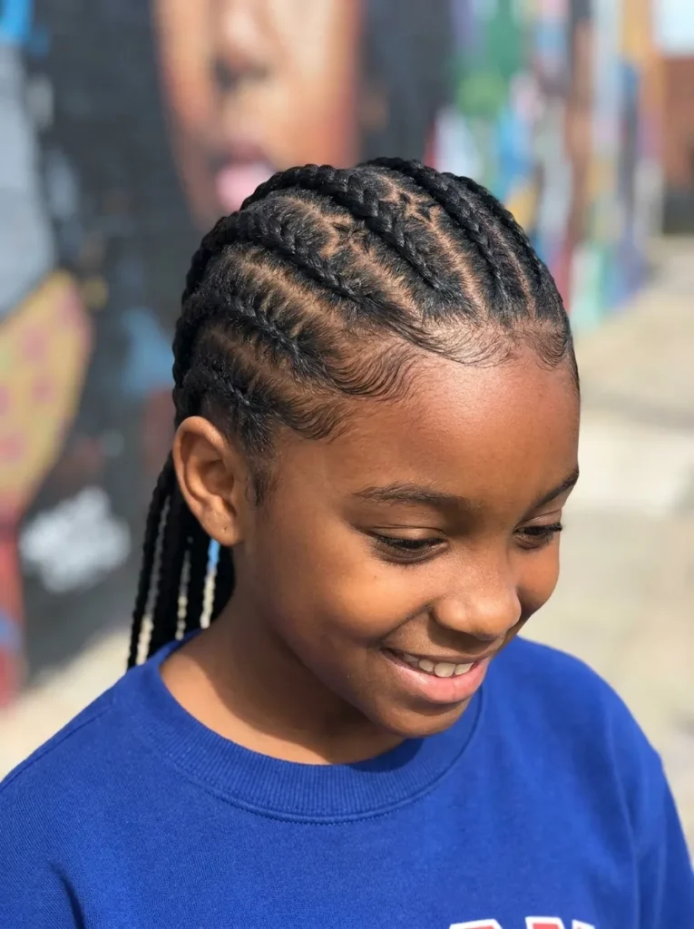Straight Back Cornrows with Designs