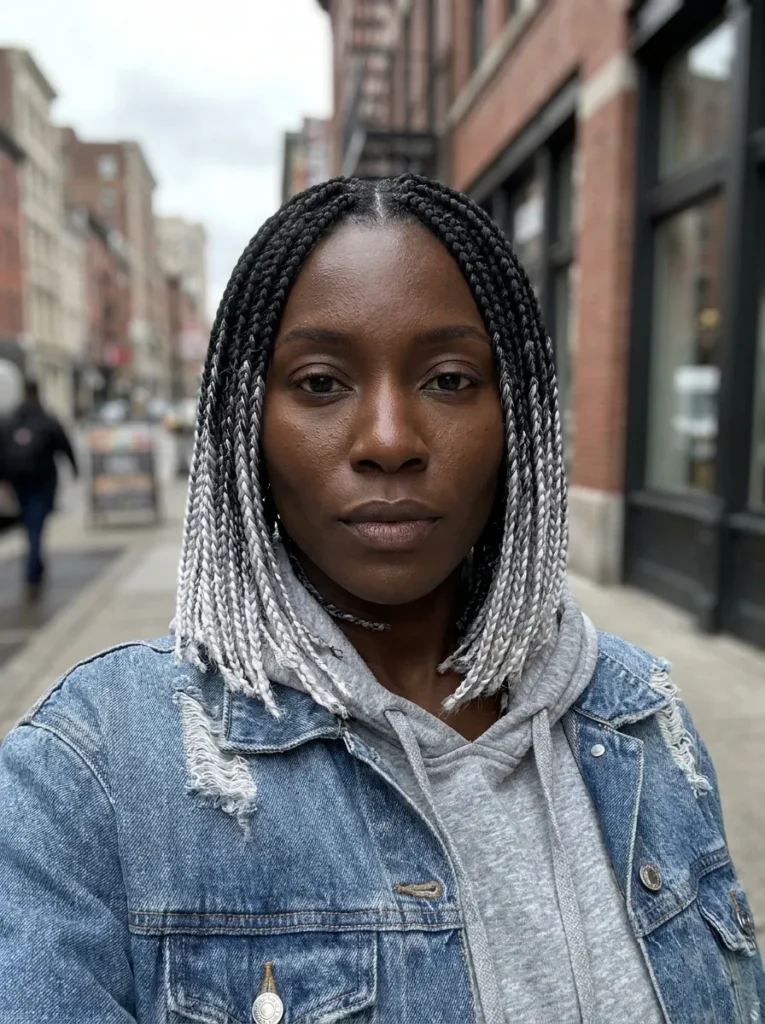 Two-Tone Black and Silver Braids