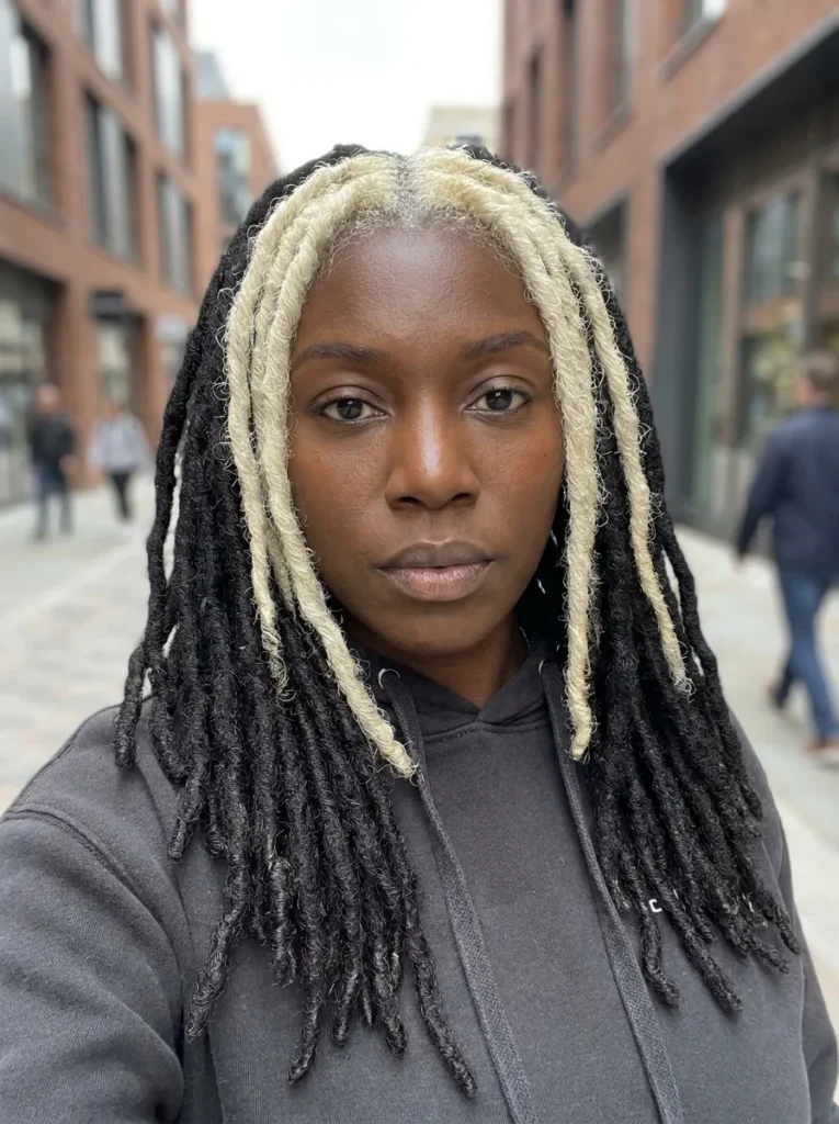 Two-Tone Skunk Stripe Locs