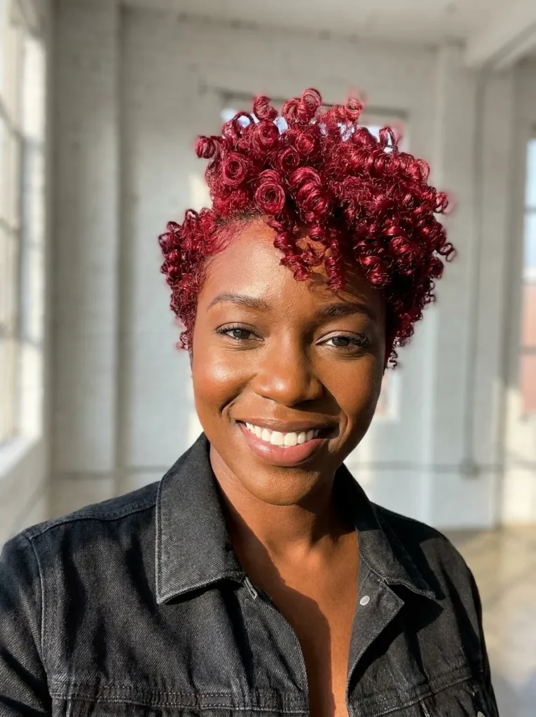Vibrant Red Curly Pixie