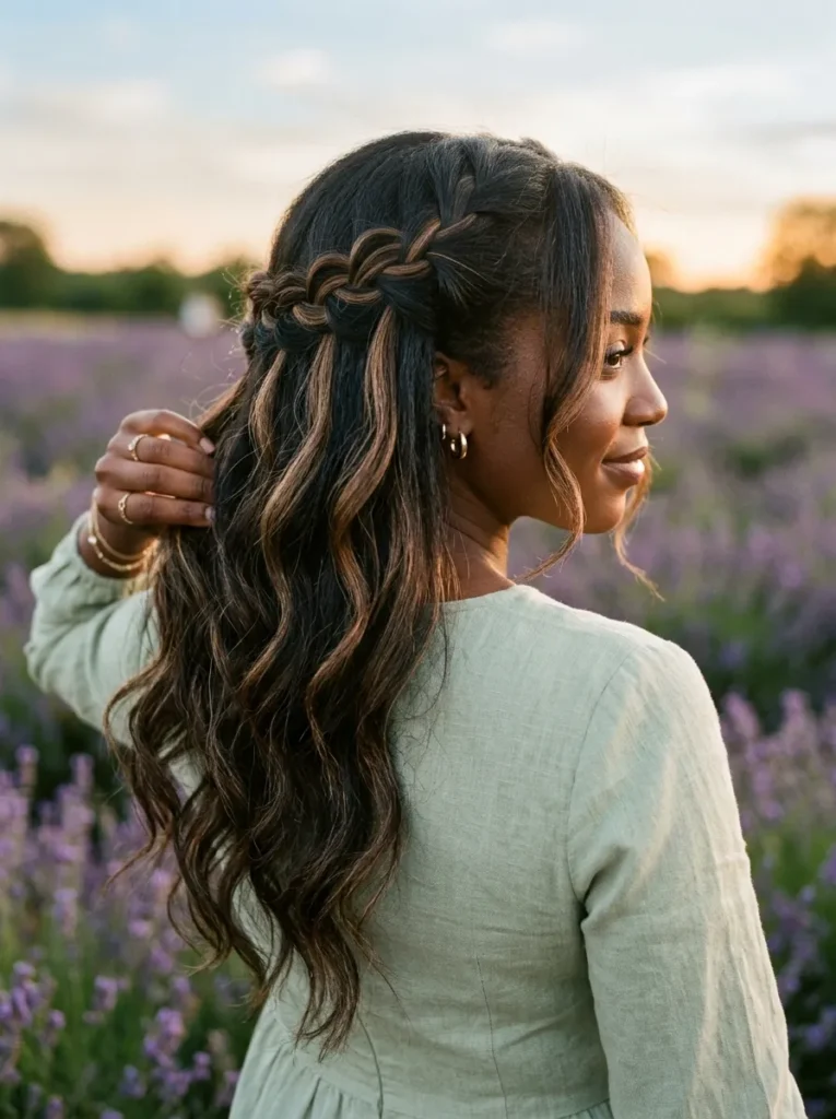 Waterfall Braid Half Up