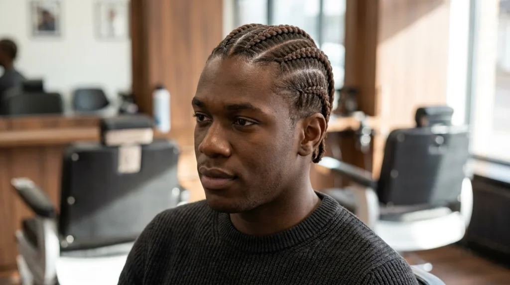 brown cornrows braids black men