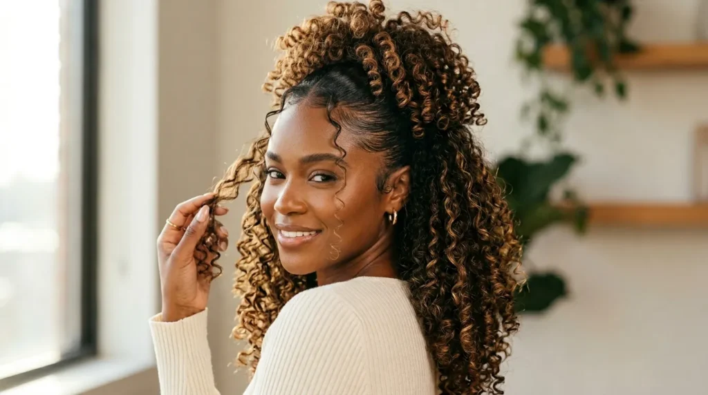half up half down hairstyles on black girls
