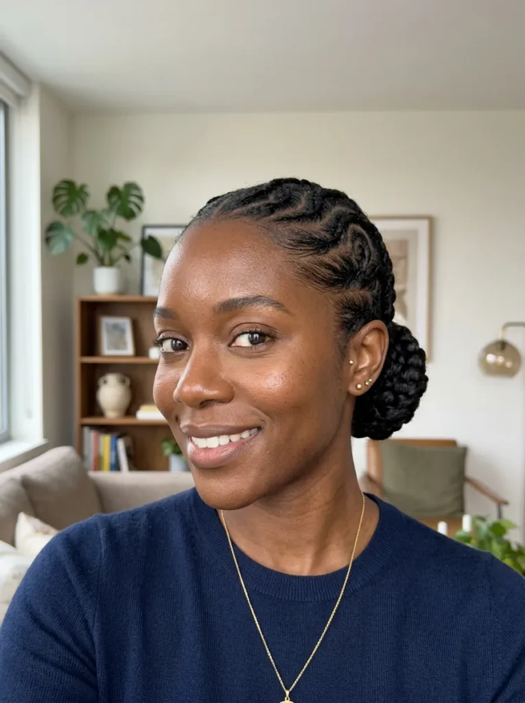 Abstract Swirl Cornrow Bun