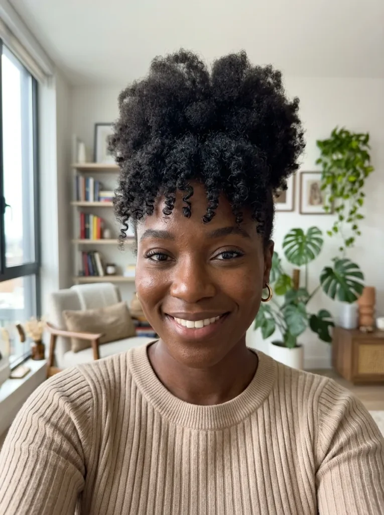 Afro Puff With Bangs