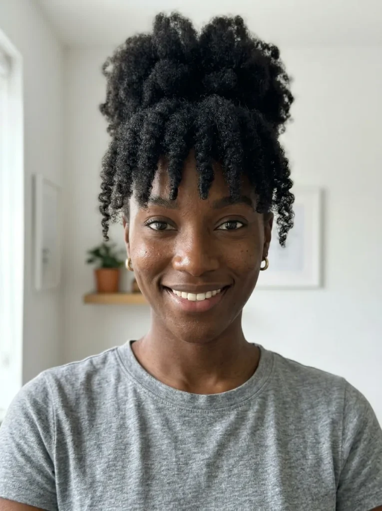 Afro Puff With Bangs