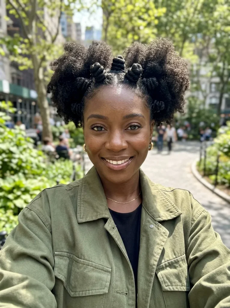 Bantu Knot Double Puffs