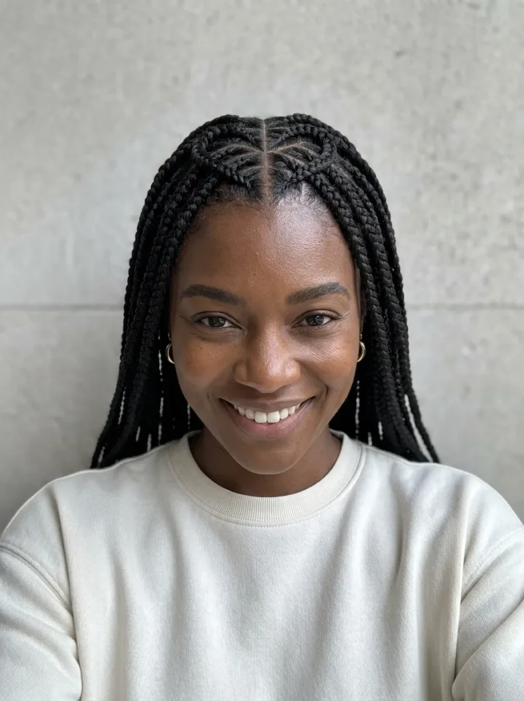 Box Braid Combo with Center Scalp Heart
