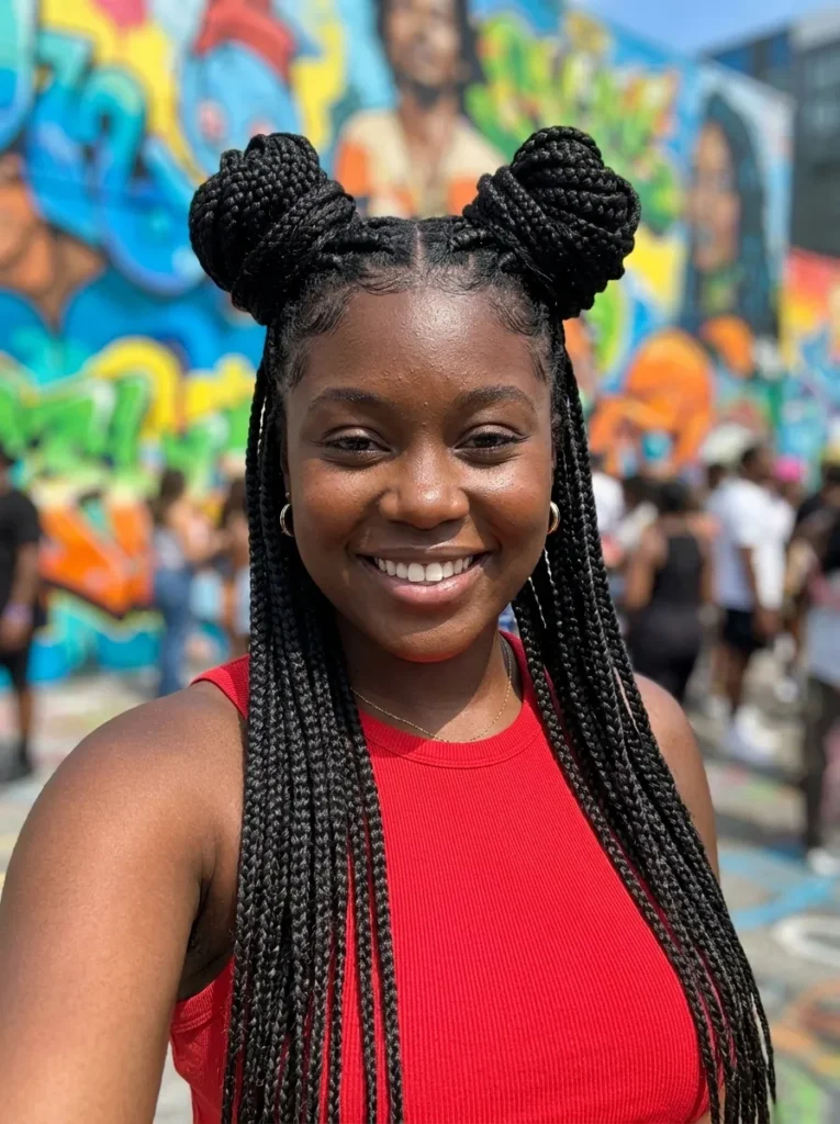 Box Braid Top Knots
