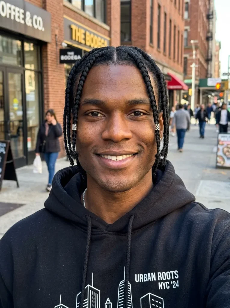Box Braids for Men with Middle Part and Cuffs