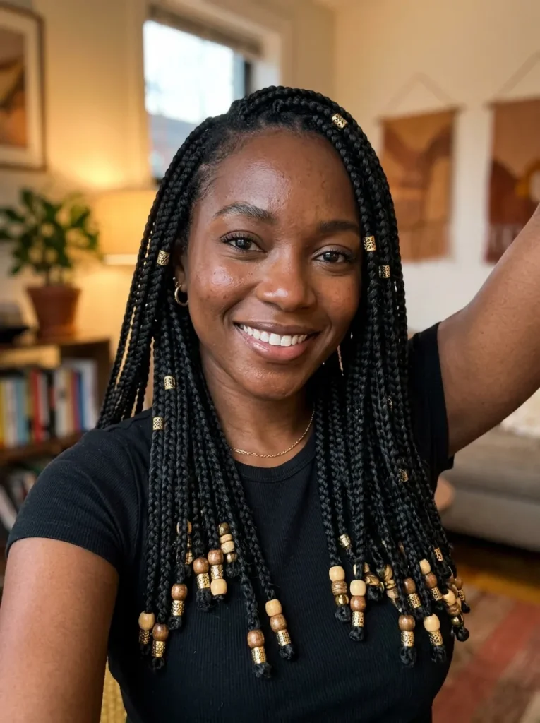 Box Braids with Cuffs and Beads