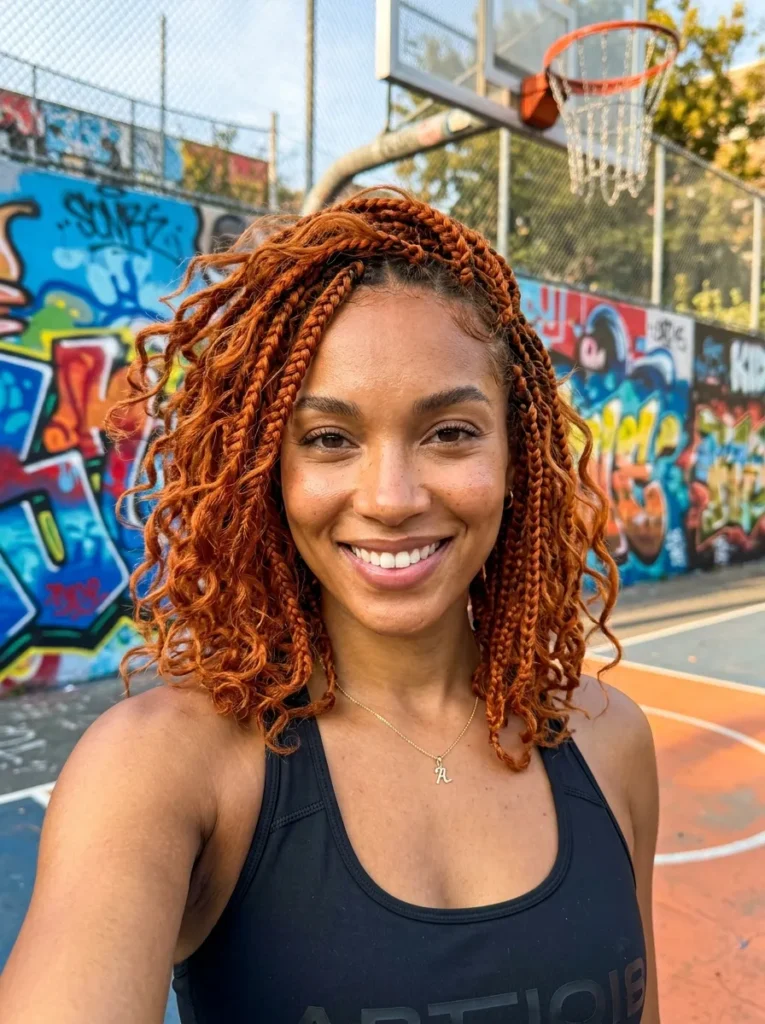 Box braids hairstyles for black women in different colors
