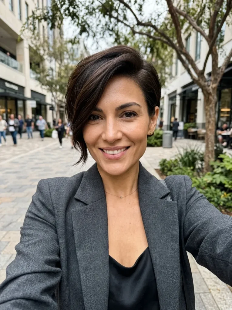 Brunette Asymmetrical Sweep