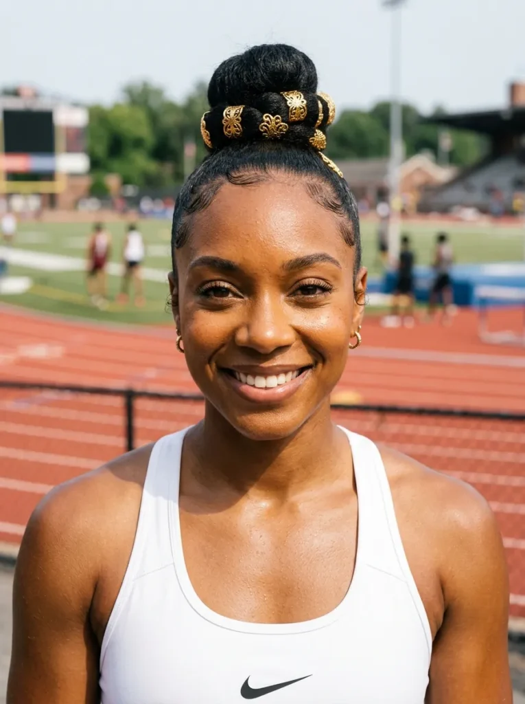 Bun with Gold Cuffs