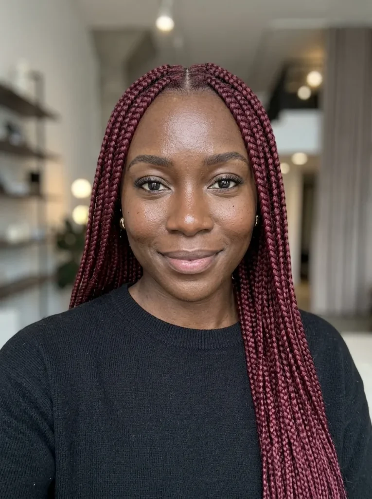 Burgundy Box Braids