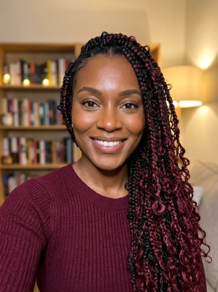 Burgundy Butterfly Box Braids