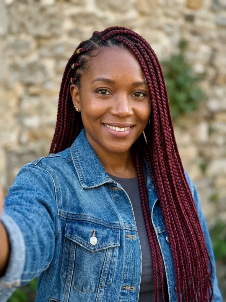 Burgundy Long Box Braids