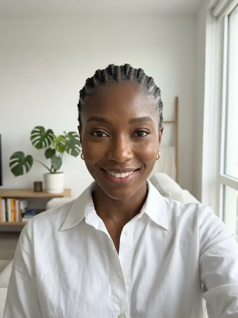 Center Parted Cornrow Braided Style