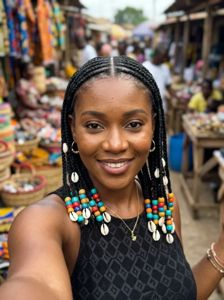Center-Parted Layered Fulani Braids
