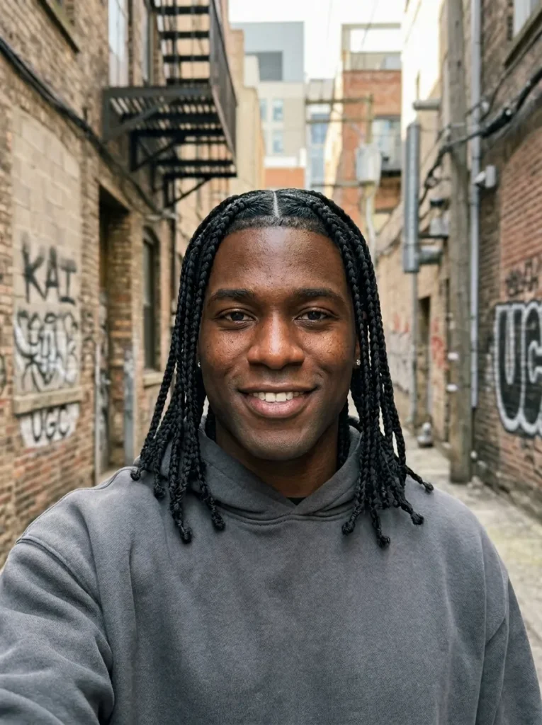 Classic Triangle Box Braids for Men