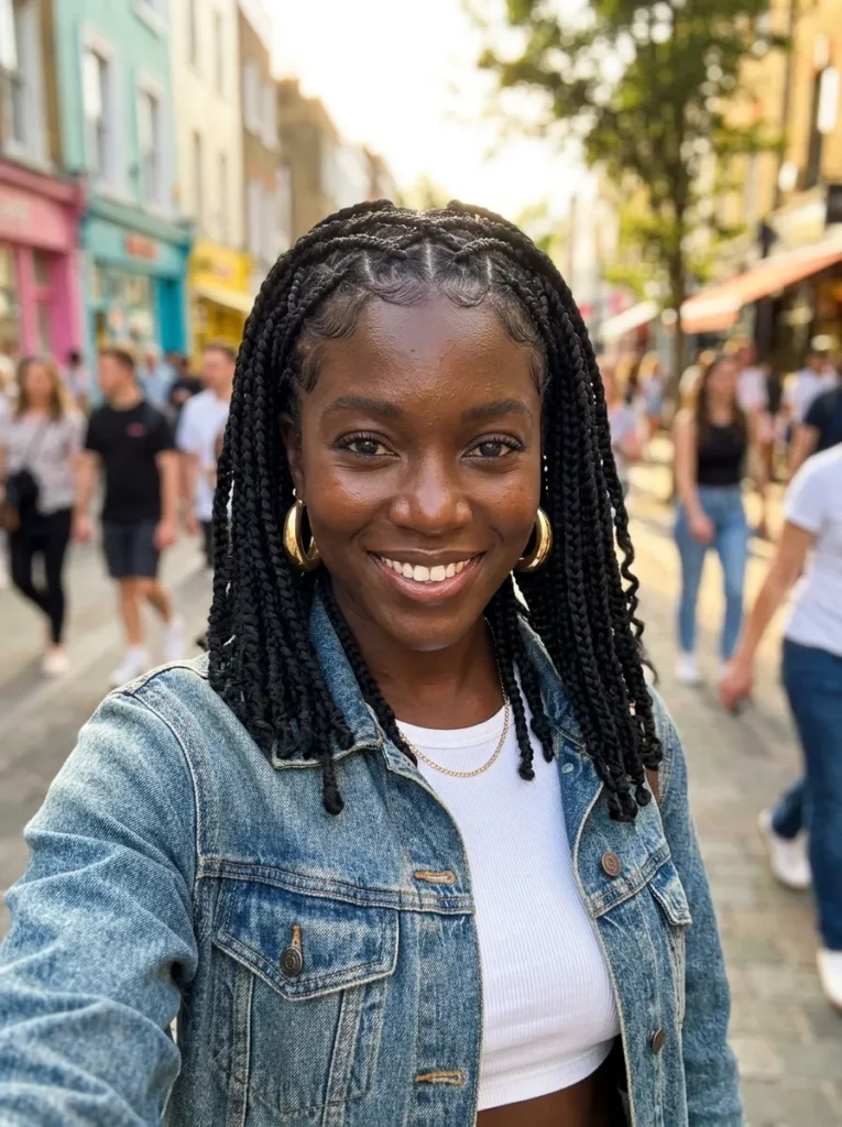 Criss Cross Box Braids Hairstyles on Natural Hair