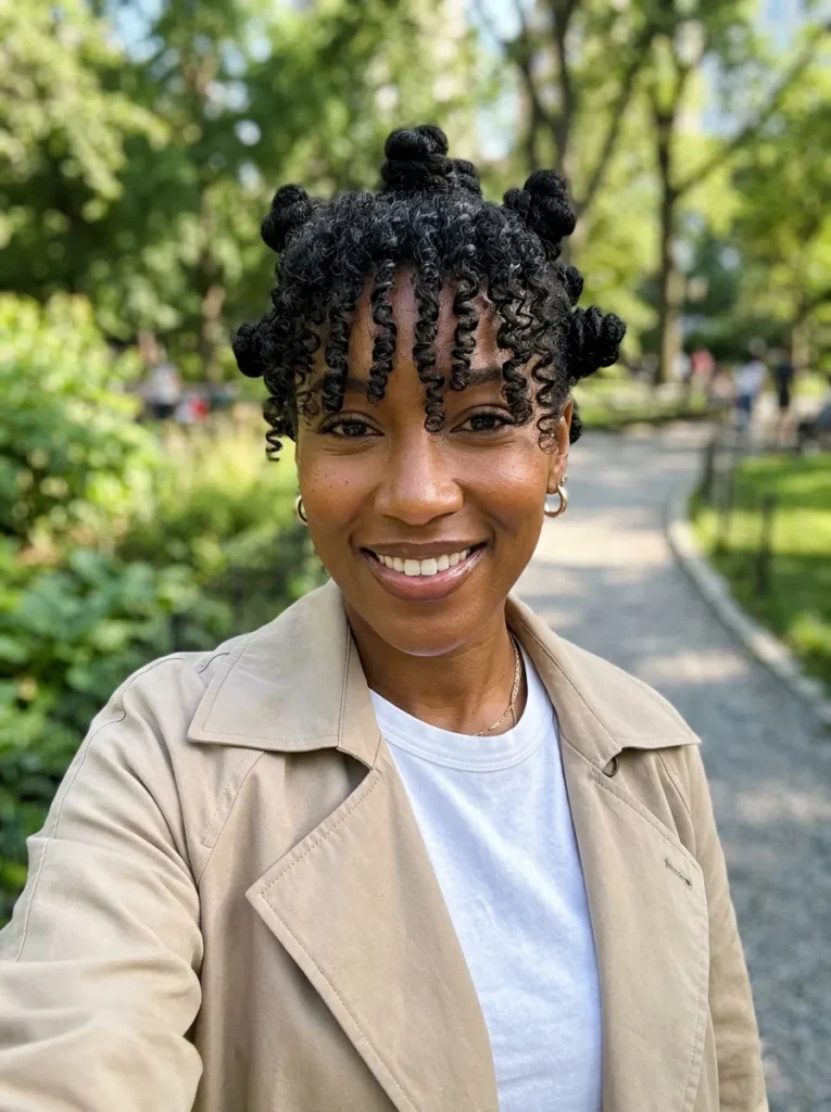 Curly Bangs With Knots