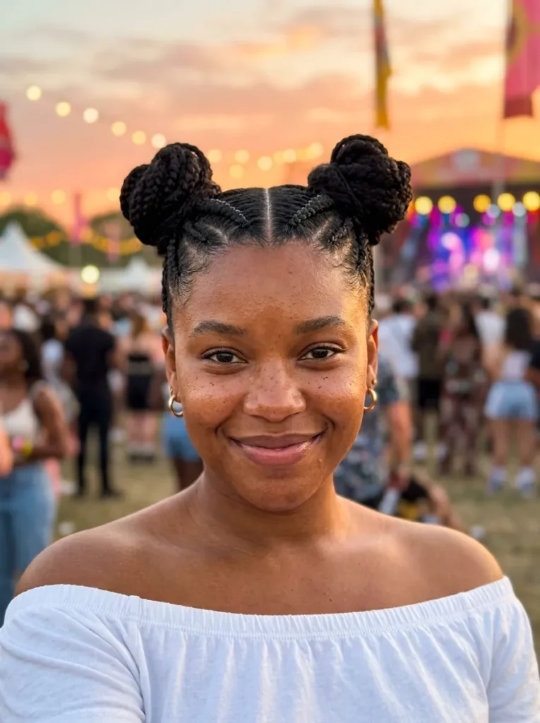 Double Cornrow Buns