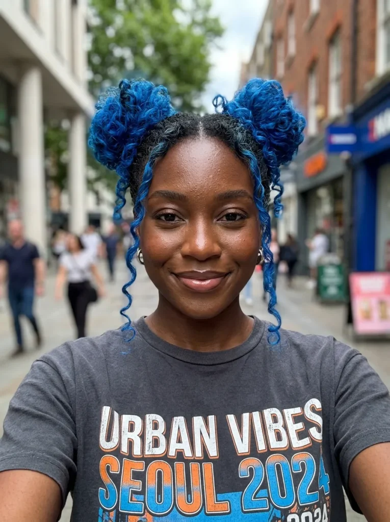 Electric Blue Space Buns