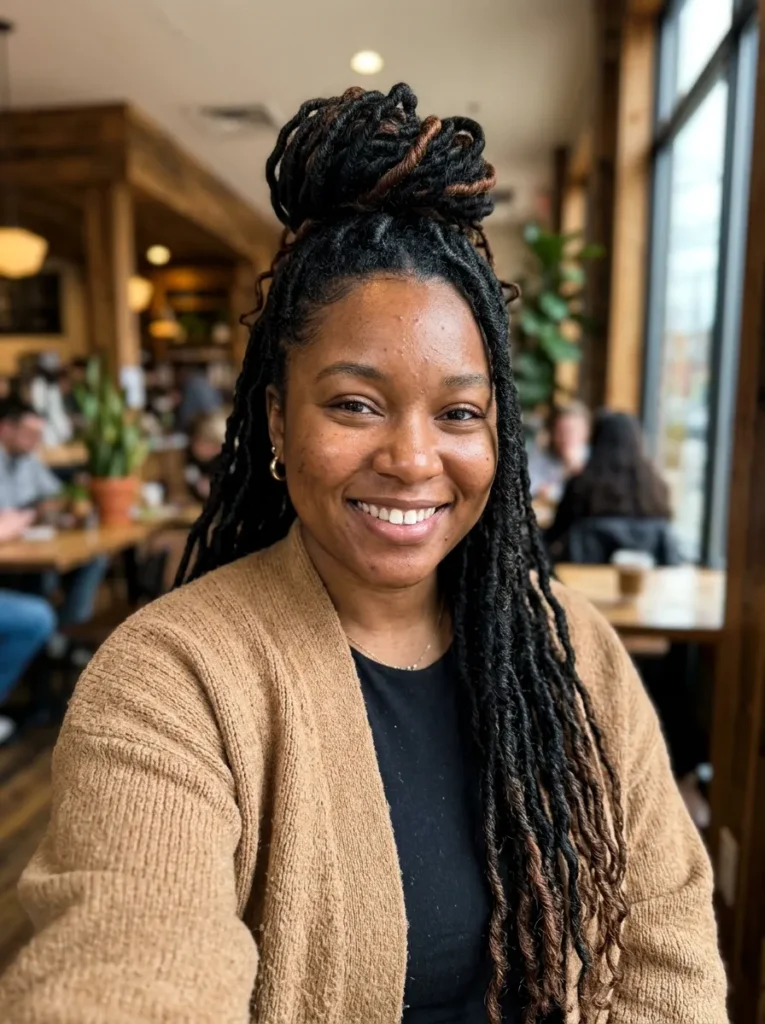 Faux Locs Half-Updo