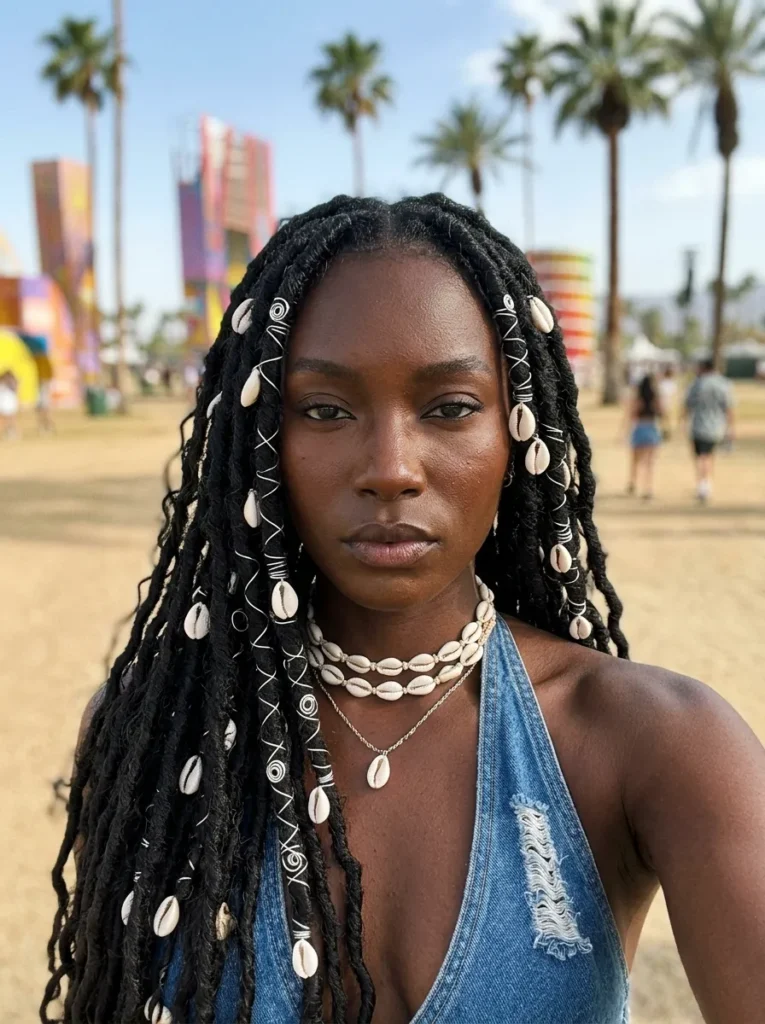 Faux Locs With Cowrie Shells