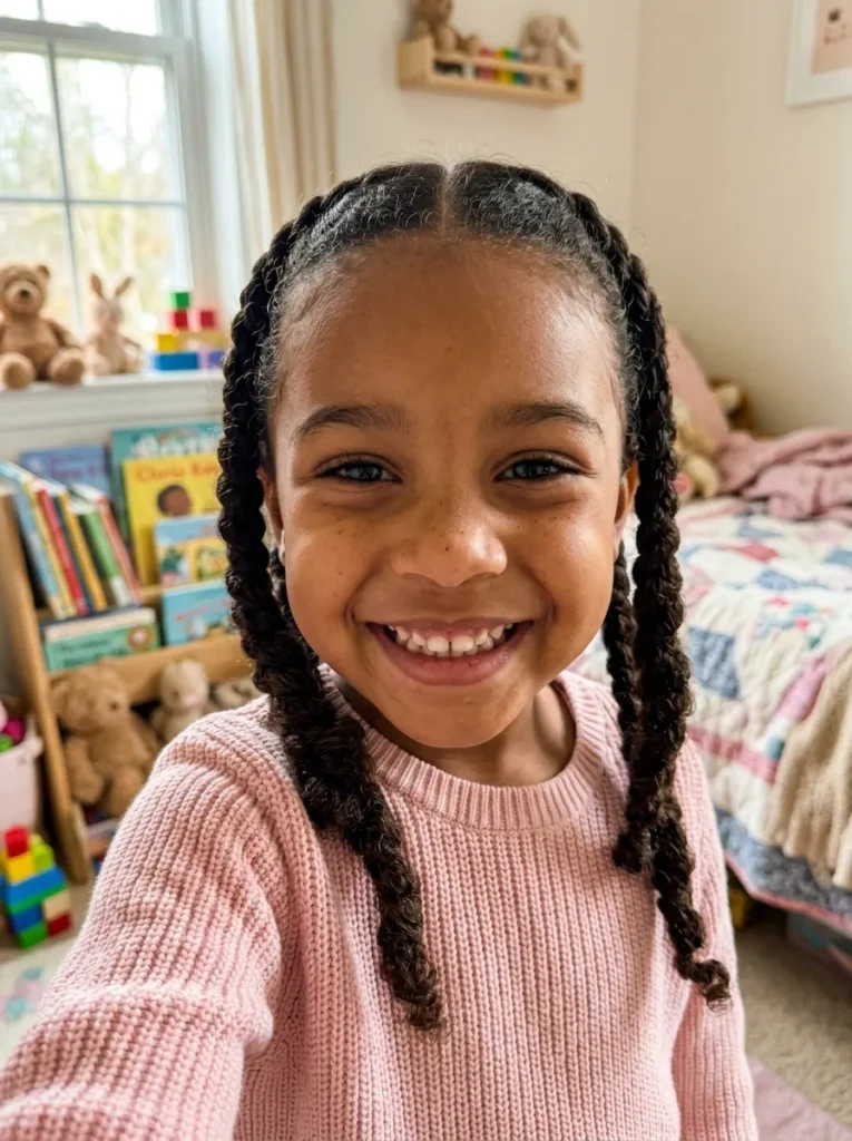 Flat Twists Into Pigtails