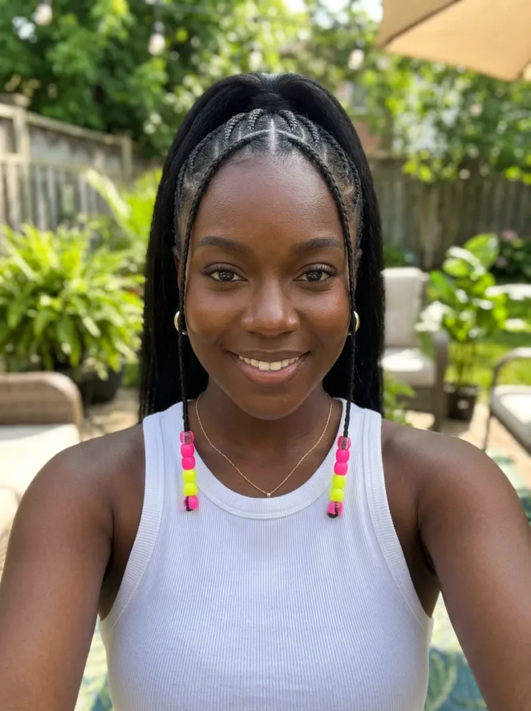 Half-Cornrow Half-Sleek Ponytail
