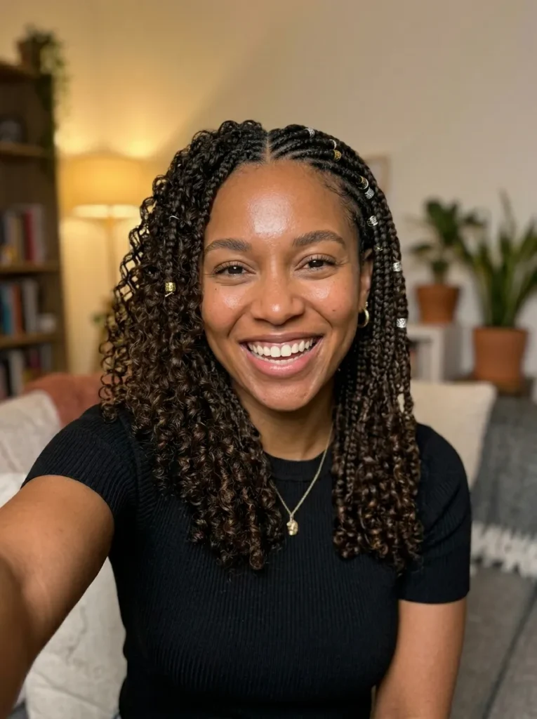 Half-Cornrow Natural Curls