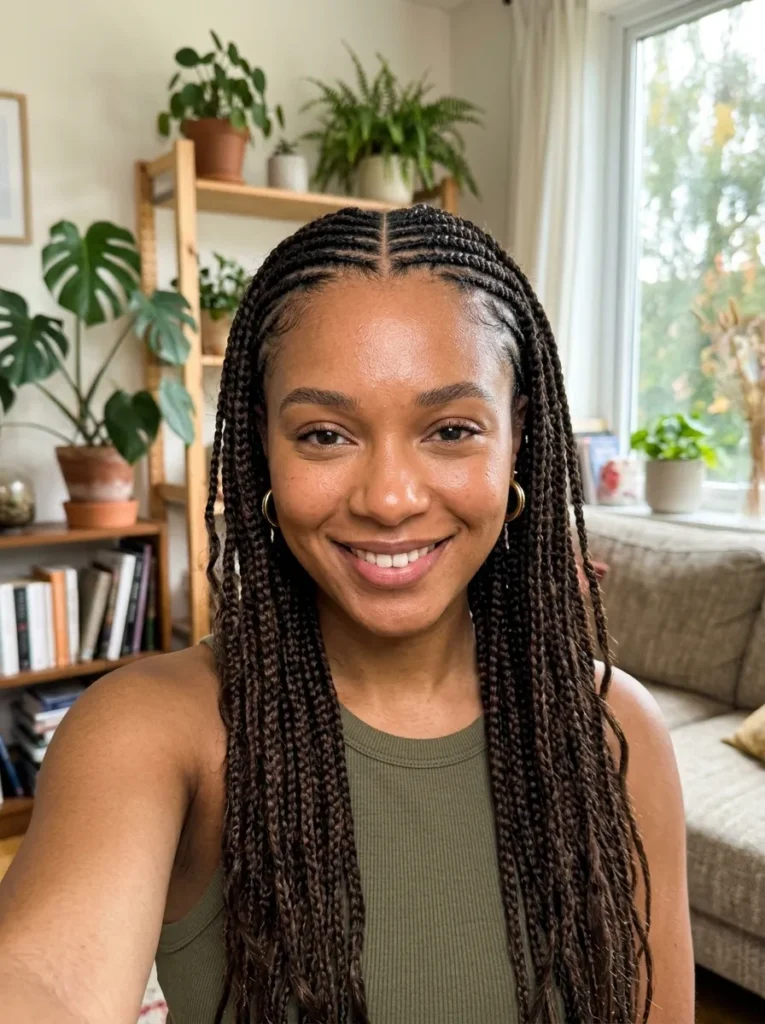 Half Cornrows Half Box Braids