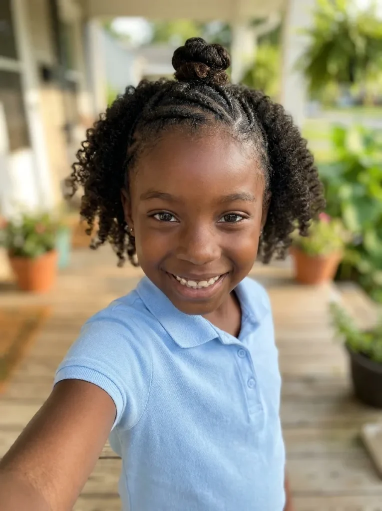 Half-Up Cornrow Bun