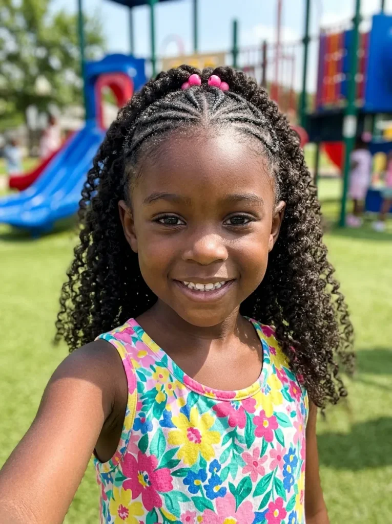 Half-Up Half-Down Cornrows