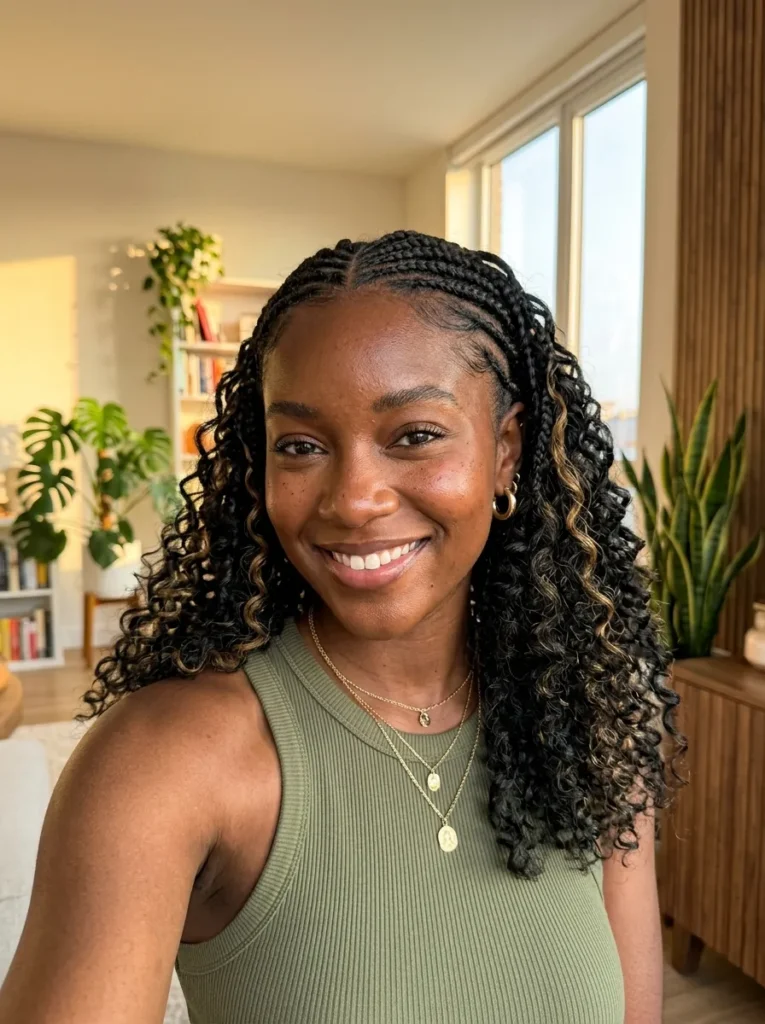 Half-Up Half-Down Cornrows